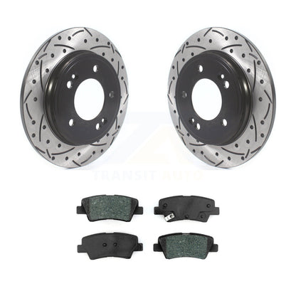 Drill Slot Brake Rotors Semi-Metallic Pad Rear Kit For Hyundai Elantra Ioniq Kia