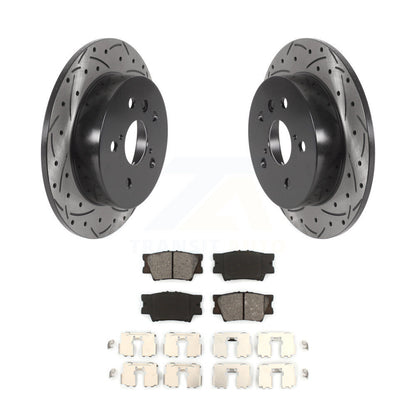Coated Drilled Slot Disc Brake Rotor Semi-Metallic Pad Rear Kit For Toyota Camry