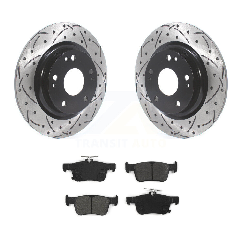 Coated Drilled Slot Disc Brake Rotors Semi-Metallic Pad Rear Kit For Honda Civic