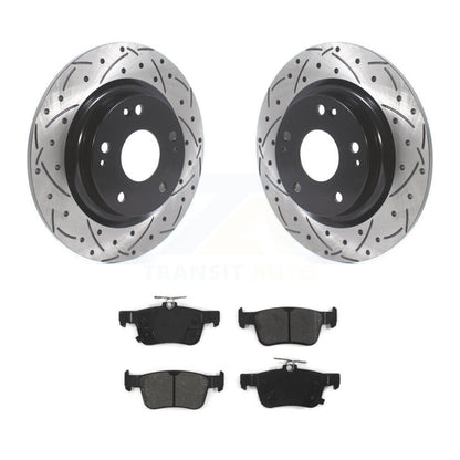 Coated Drilled Slot Disc Brake Rotors Semi-Metallic Pad Rear Kit For Honda Civic