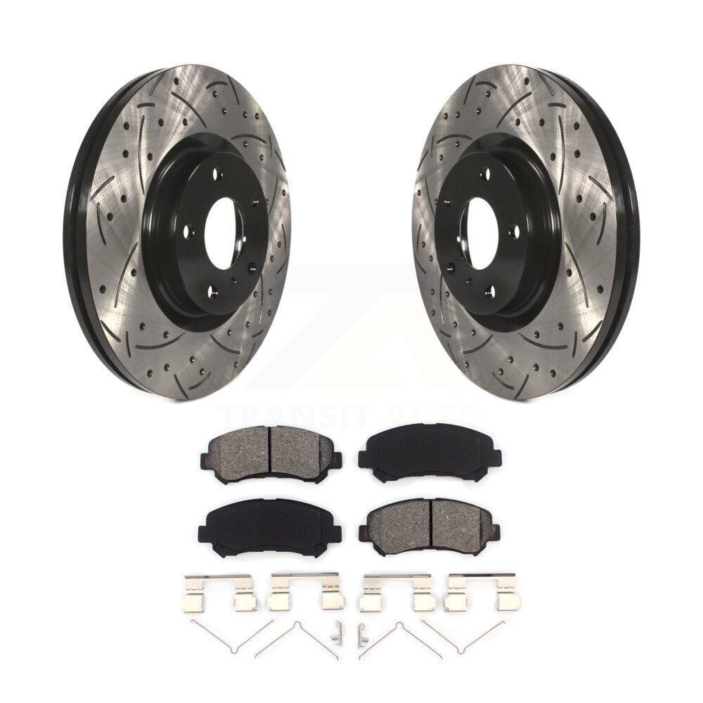 Coated Drill Slot Disc Brake Rotor Semi-Metallic Pad Front Kit For Nissan Maxima