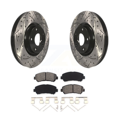 Coated Drill Slot Disc Brake Rotor Semi-Metallic Pad Front Kit For Nissan Maxima