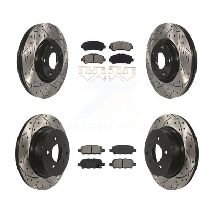 Drilled Slot Disc Brake Rotor Semi-Metallic Pad Front Rear Kit For Nissan Maxima