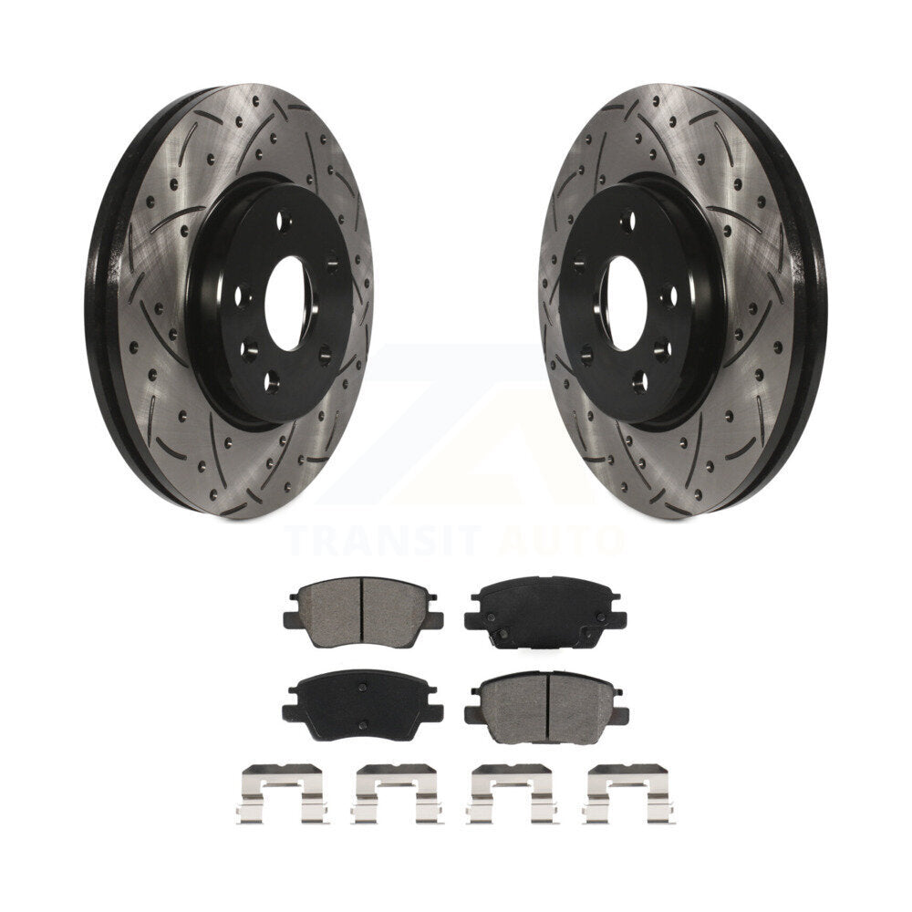 Drilled Slot Brake Rotor Semi-Metallic Pad Front Kit For Chevrolet Cruze Bolt EV