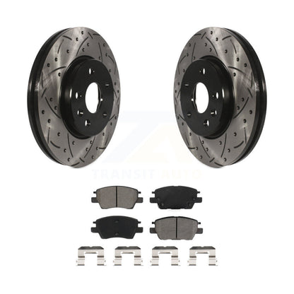 Drilled Slot Brake Rotor Semi-Metallic Pad Front Kit For Chevrolet Cruze Bolt EV