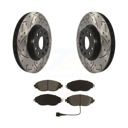 Drill Slot Brake Rotors Semi-Metallic Pad Front Kit For Volkswagen GTI Arteon A3