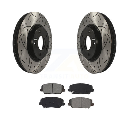 Drill Slot Brake Rotors Semi-Metallic Pad Front Kit For Kia Forte Forte5 Hyundai