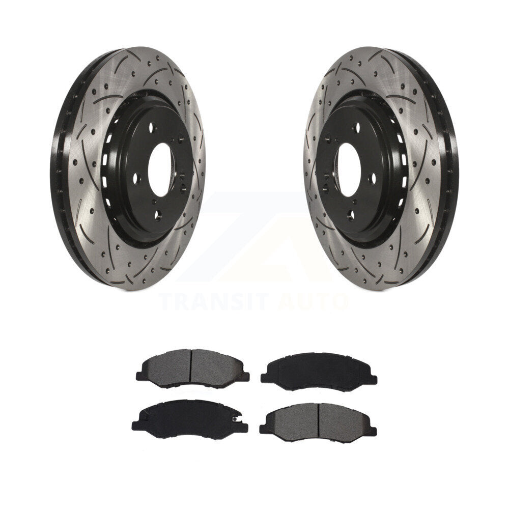 Drilled Slot Brake Rotor Semi-Metallic Pad Front Kit For 2018-2023 Honda Odyssey