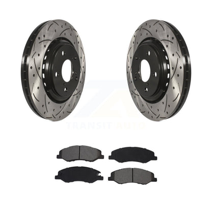 Drilled Slot Brake Rotor Semi-Metallic Pad Front Kit For 2018-2023 Honda Odyssey