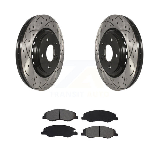 Drilled Slot Brake Rotor Semi-Metallic Pad Front Kit For 2018-2023 Honda Odyssey