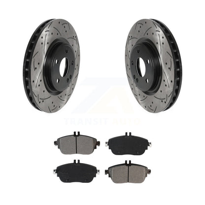 Drill Slot Brake Rotor Semi-Metallic Pad Front Kit For Mercedes-Benz GLA250 B250