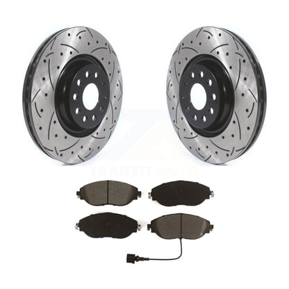 Drill Slot Brake Rotor Semi-Metallic Pad Front Kit For Volkswagen Tiguan Jetta R