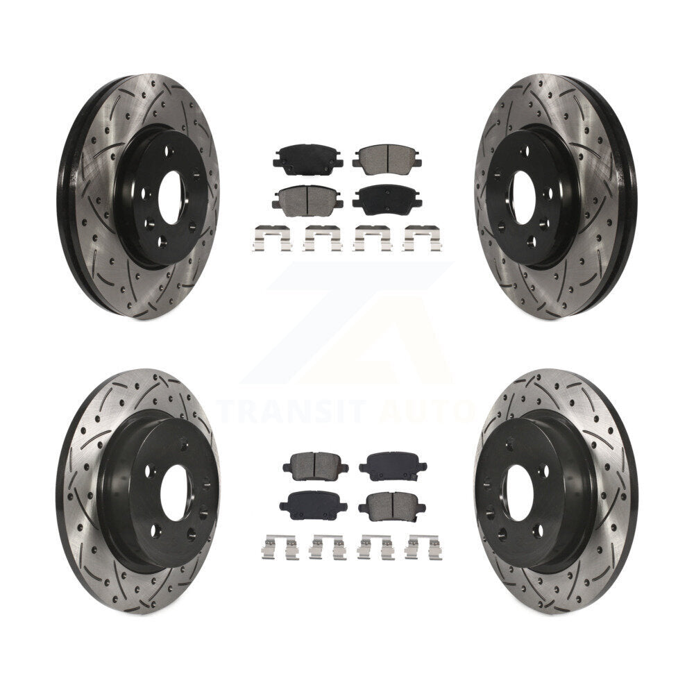 Drill Slot Disc Brake Rotor Semi-Metallic Pad Front Rear Kit For Chevrolet Cruze