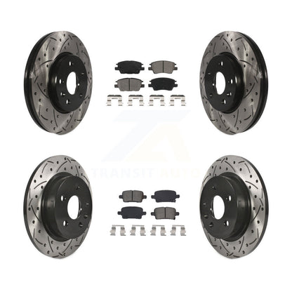 Drill Slot Disc Brake Rotor Semi-Metallic Pad Front Rear Kit For Chevrolet Cruze