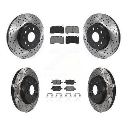 Drill Slot Brake Rotor Semi-Metallic Pad Front Rear Kit For Chevrolet Camaro CT6