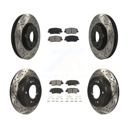 Drill Slot Disc Brake Rotors Semi-Metallic Pad Front Rear Kit For Kia Forte Koup