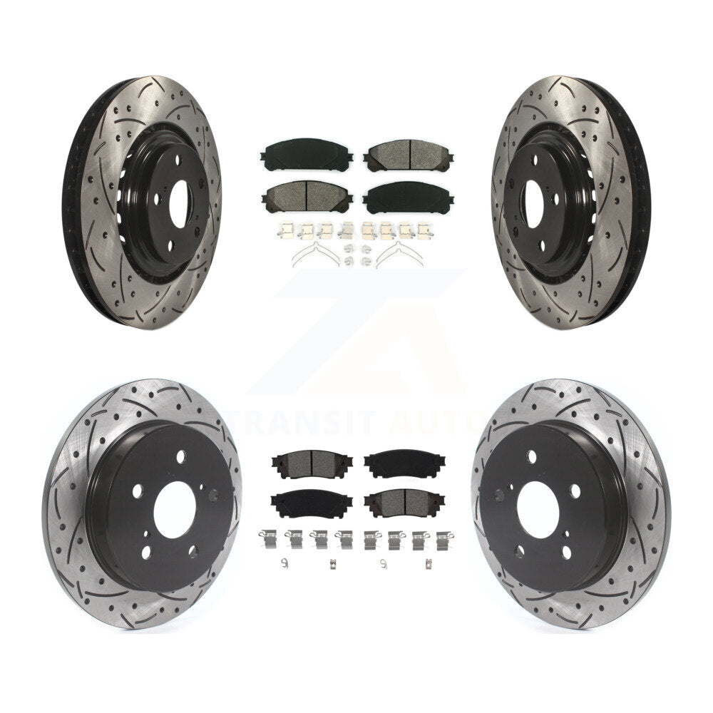 Drilled Slot Brake Rotor Semi-Metallic Pad Front Rear Kit For Lexus NX300 NX200t