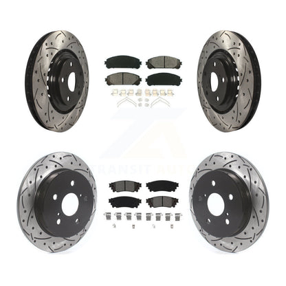 Drilled Slot Brake Rotor Semi-Metallic Pad Front Rear Kit For Lexus NX300 NX200t