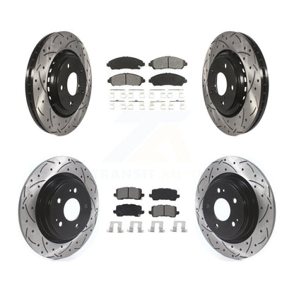 Coat Drill Slot Disc Brake Rotors Semi-Metallic Pad Front Rear Kit For Acura MDX
