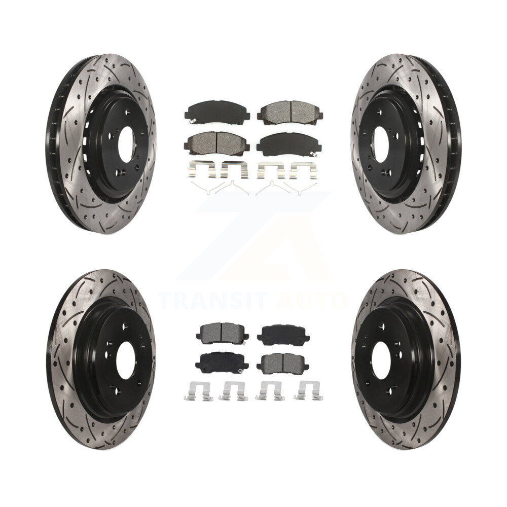 Drill Slot Brake Rotors Semi-Metallic Pad Front Rear Kit For 2015-2020 Acura TLX