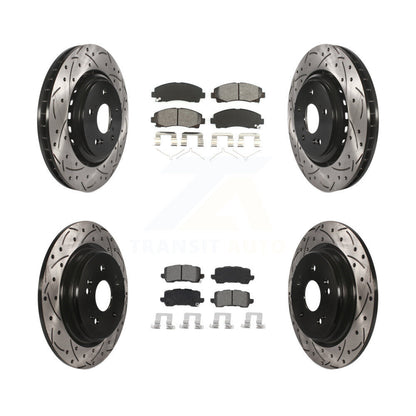 Drill Slot Brake Rotors Semi-Metallic Pad Front Rear Kit For 2015-2020 Acura TLX