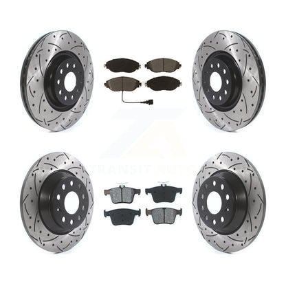 Drilled Slot Brake Rotors Semi-Metallic Pad Front Rear Kit For Volkswagen Tiguan