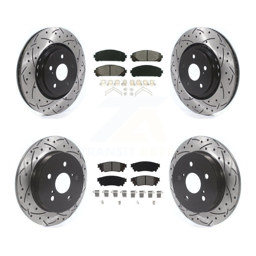Drill Slot Brake Rotors Semi-Metallic Pad Front Rear Kit For Toyota Camry Avalon