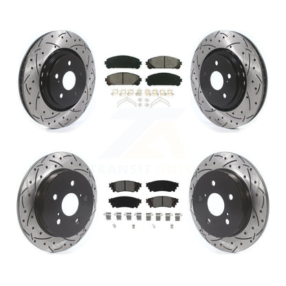 Drill Slot Brake Rotors Semi-Metallic Pad Front Rear Kit For Toyota Camry Avalon