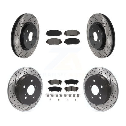 Drilled Slot Brake Rotors Semi-Metallic Pad Front Rear Kit For Toyota RAV4 Camry