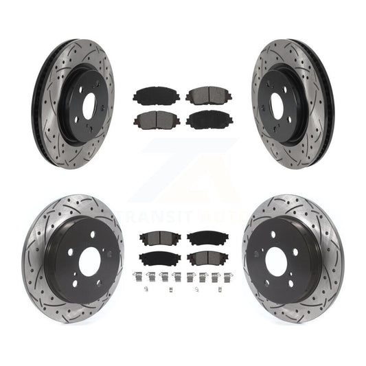 Drilled Slot Brake Rotors Semi-Metallic Pad Front Rear Kit For Toyota RAV4 Camry