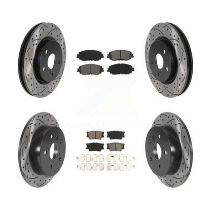 Drilled Slot Disc Brake Rotors Semi-Metallic Pad Front Rear Kit For Toyota Camry