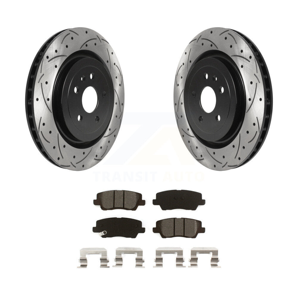 Drilled Slot Brake Rotor & Semi-Metallic Pad Rear Kit For 2015 Cadillac CTS 6.2L