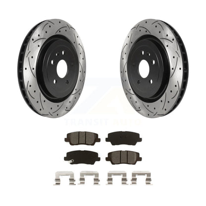 Drilled Slot Brake Rotor & Semi-Metallic Pad Rear Kit For 2015 Cadillac CTS 6.2L