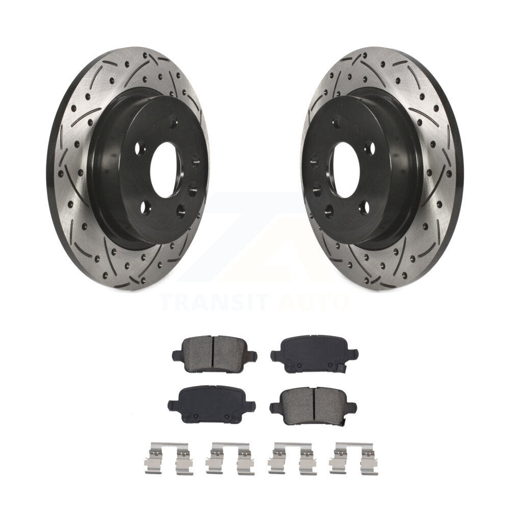 Coat Drill Slot Disc Brake Rotors Semi-Metallic Pad Rear Kit For Chevrolet Cruze