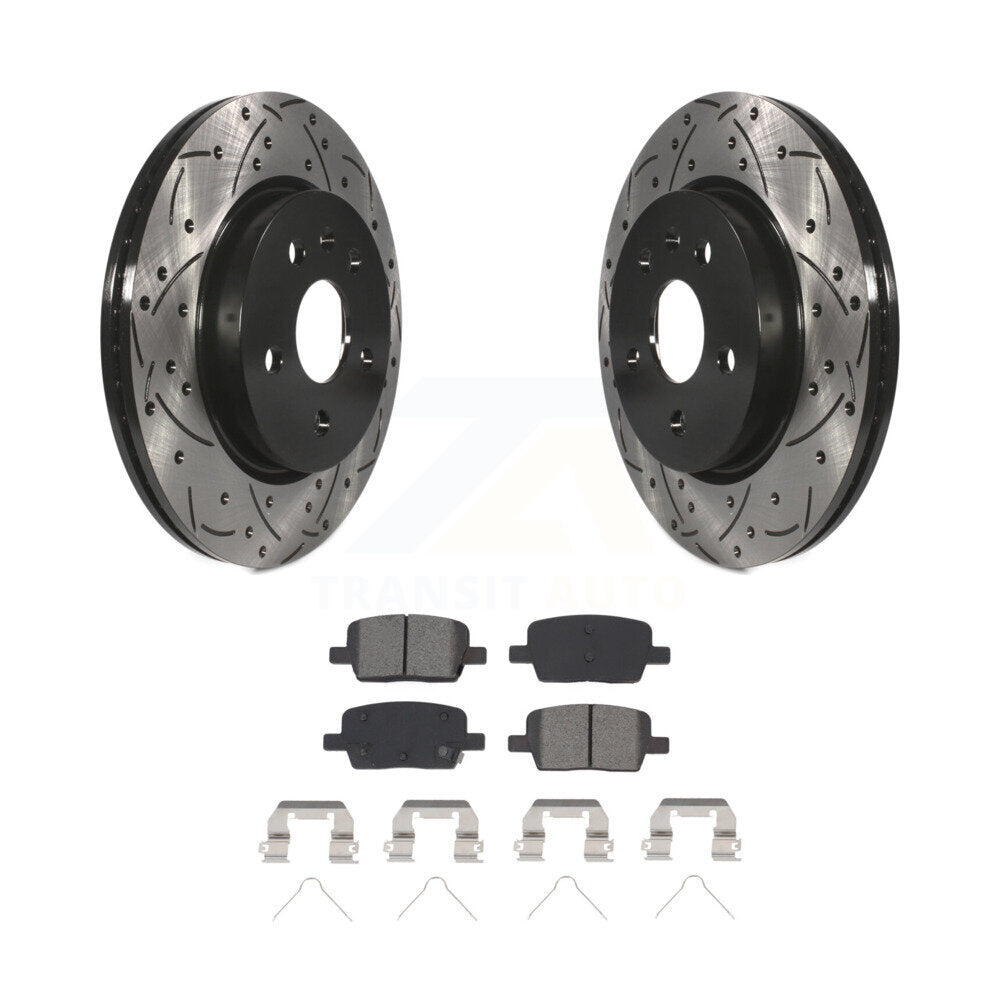 Drill Slot Brake Rotors Semi-Metallic Pad Rear Kit For Chevrolet Camaro Cadillac