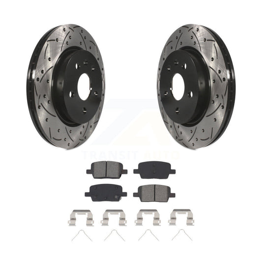 Drill Slot Brake Rotors Semi-Metallic Pad Rear Kit For Chevrolet Camaro Cadillac