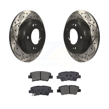 Drill Slot Brake Rotors Semi-Metallic Pad Rear Kit For Kia Forte Hyundai Kona GT