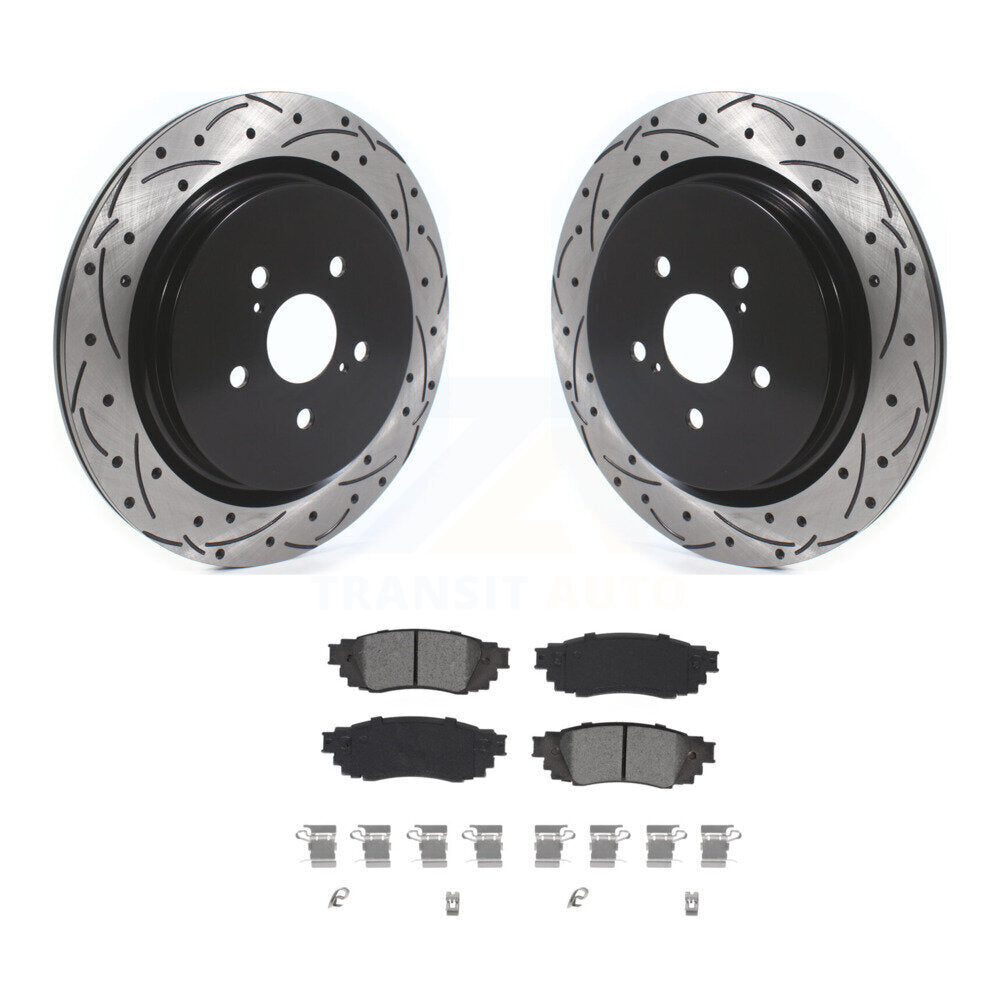 Drill Slot Brake Rotors Semi-Metallic Pad Rear Kit For Lexus RX350 RX450h RX350L