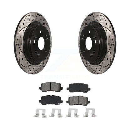 Drilled Slot Disc Brake Rotor Semi-Metallic Pad Rear Kit For 2015-2020 Acura TLX