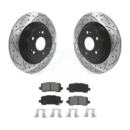 Drilled Slot Disc Brake Rotor Semi-Metallic Pad Rear Kit For 2017-2020 Acura MDX