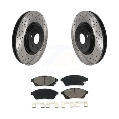 Drilled Slot Brake Rotors Semi-Metallic Pad Front Kit For Cadillac SRX Saab 9-4X