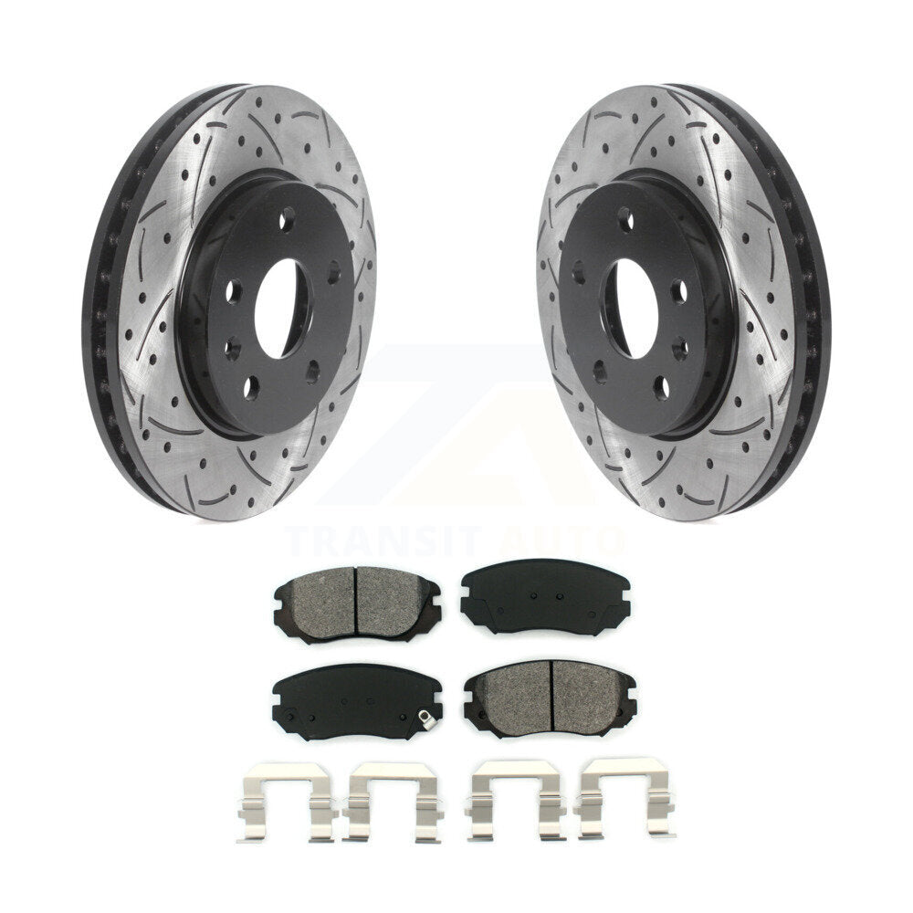 Drilled Slot Brake Rotors Semi-Metallic Pad Front Kit For Chevrolet Malibu Buick