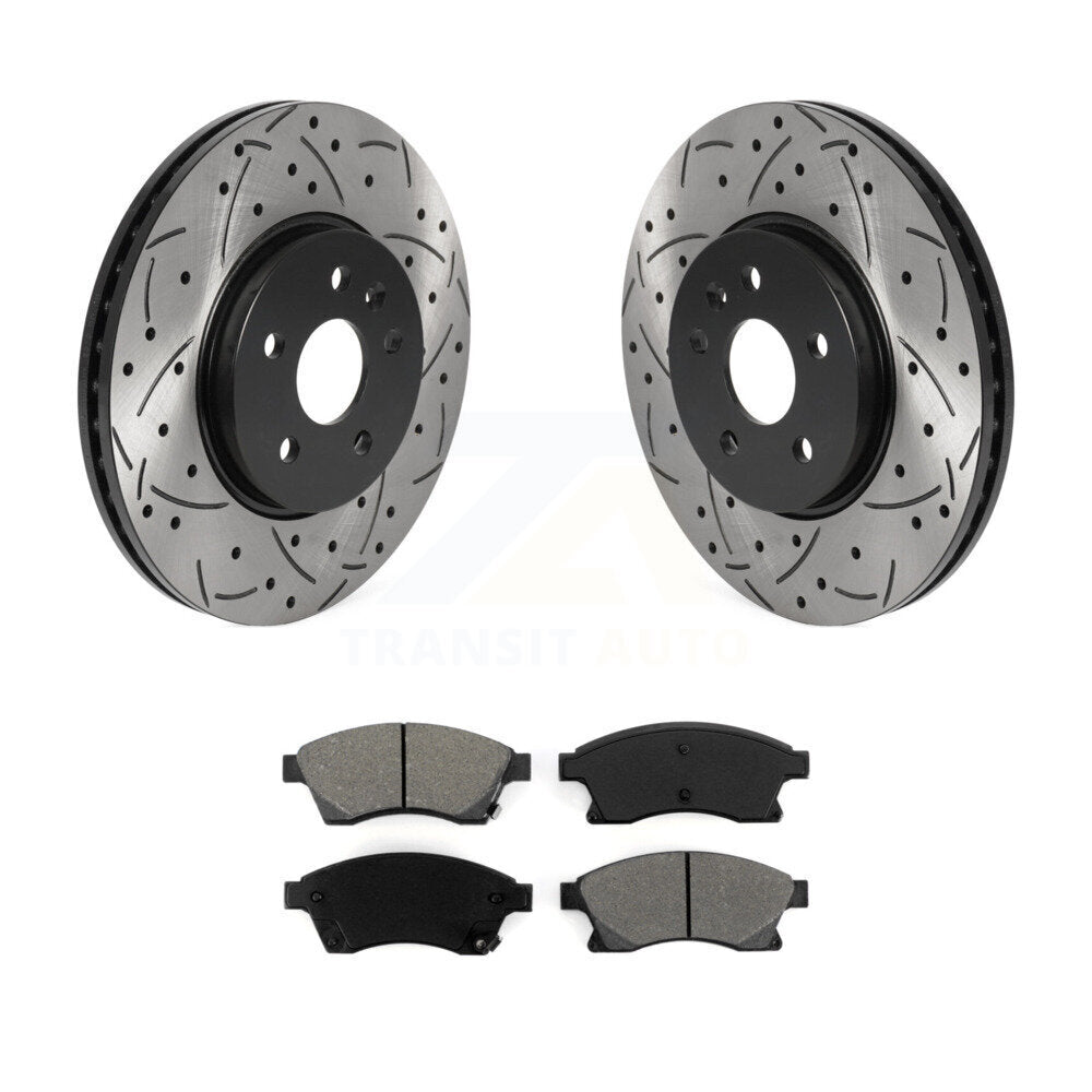 Drill Slot Brake Rotors Semi-Metallic Pad Front Kit For 13-14 Chevrolet Sonic RS