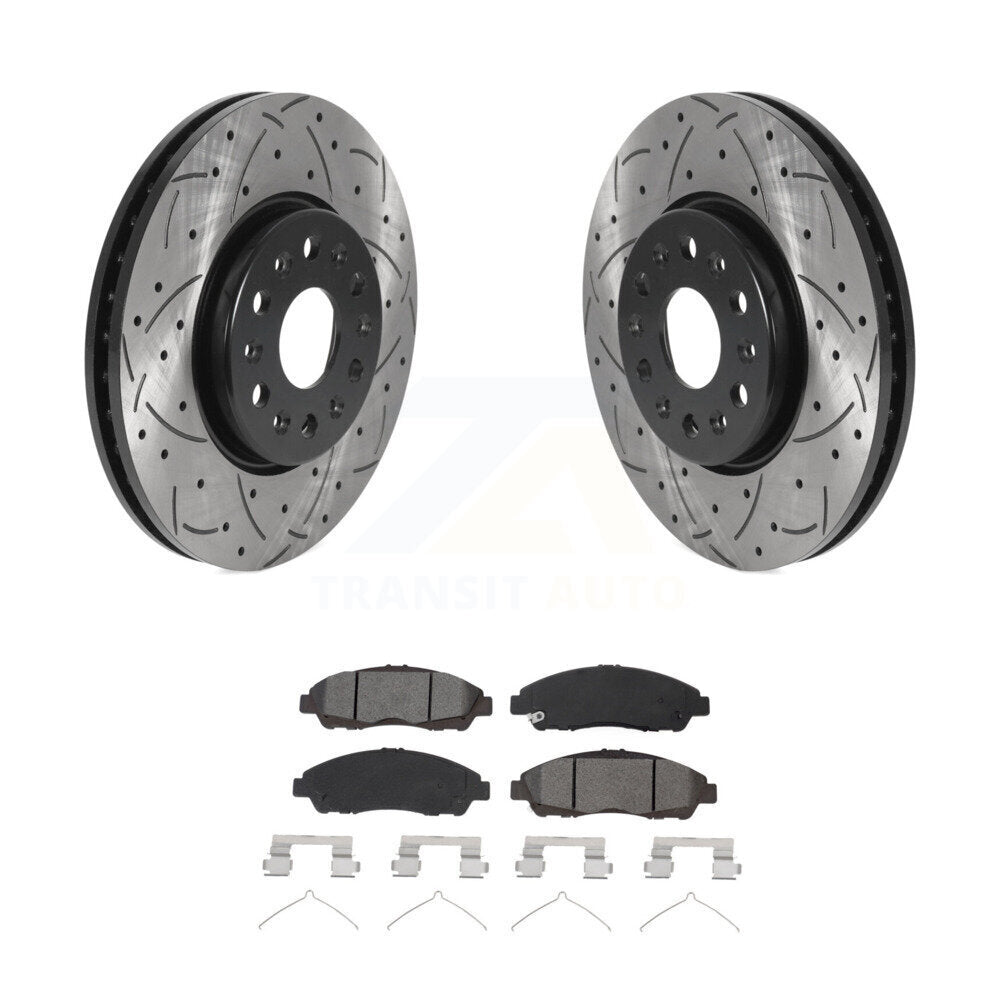 Drilled Slot Brake Rotors Semi-Metallic Pad Front Kit For Chevrolet Traverse GMC