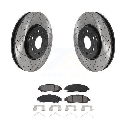 Drilled Slot Brake Rotors Semi-Metallic Pad Front Kit For Chevrolet Traverse GMC