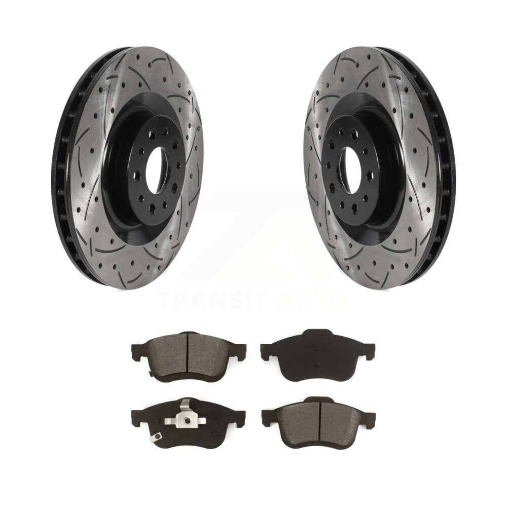 Drill Slot Disc Brake Rotors Semi-Metallic Pad Front Kit For 2014-2020 Fiat 500L