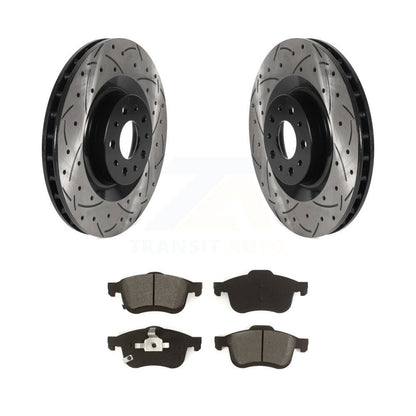 Drill Slot Disc Brake Rotors Semi-Metallic Pad Front Kit For 2014-2020 Fiat 500L