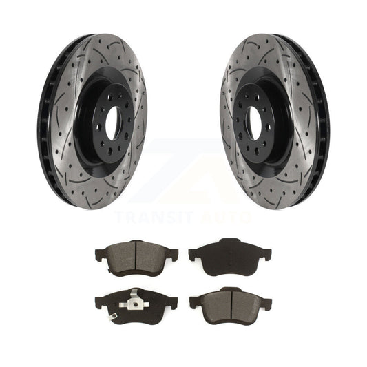 Drill Slot Disc Brake Rotors Semi-Metallic Pad Front Kit For 2014-2020 Fiat 500L