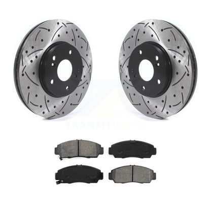 Drilled Slot Brake Rotors Semi-Metallic Pad Front Kit For Honda Accord Acura TSX
