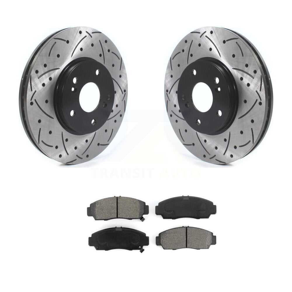 Drill Slot Brake Rotor Semi-Metallic Pad Front Kit For Honda Accord Acura TSX TL